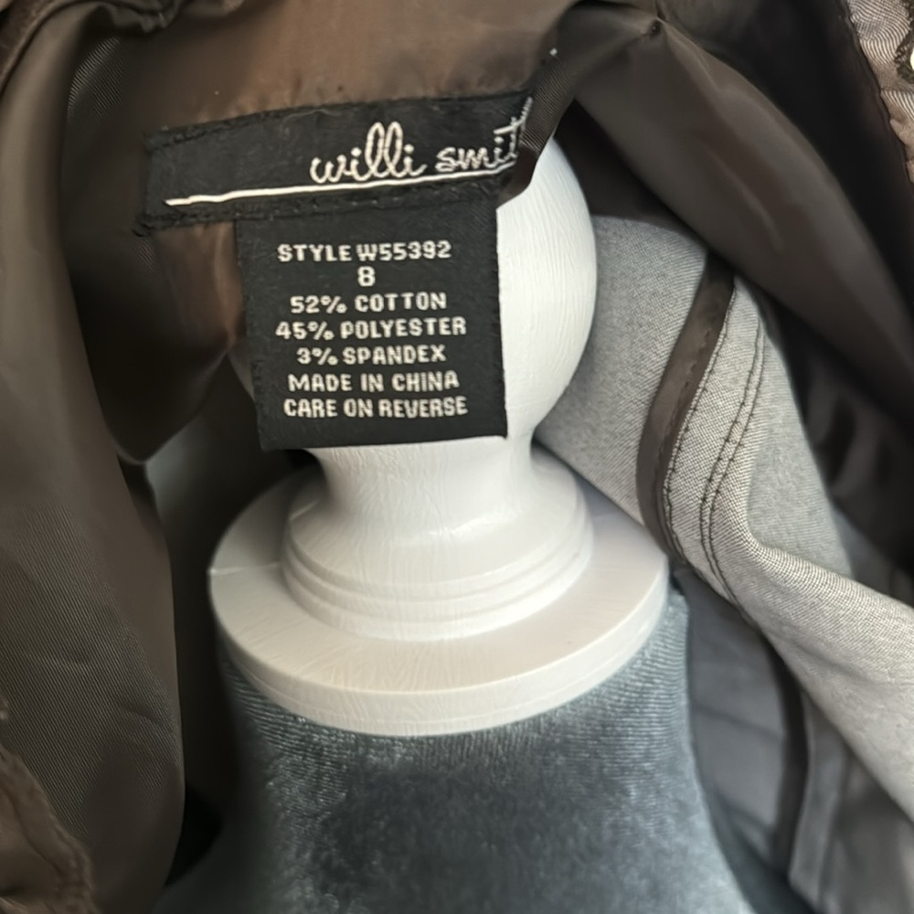 Willi Smith Dark Brown Ruffled Front Lightweight … - image 2